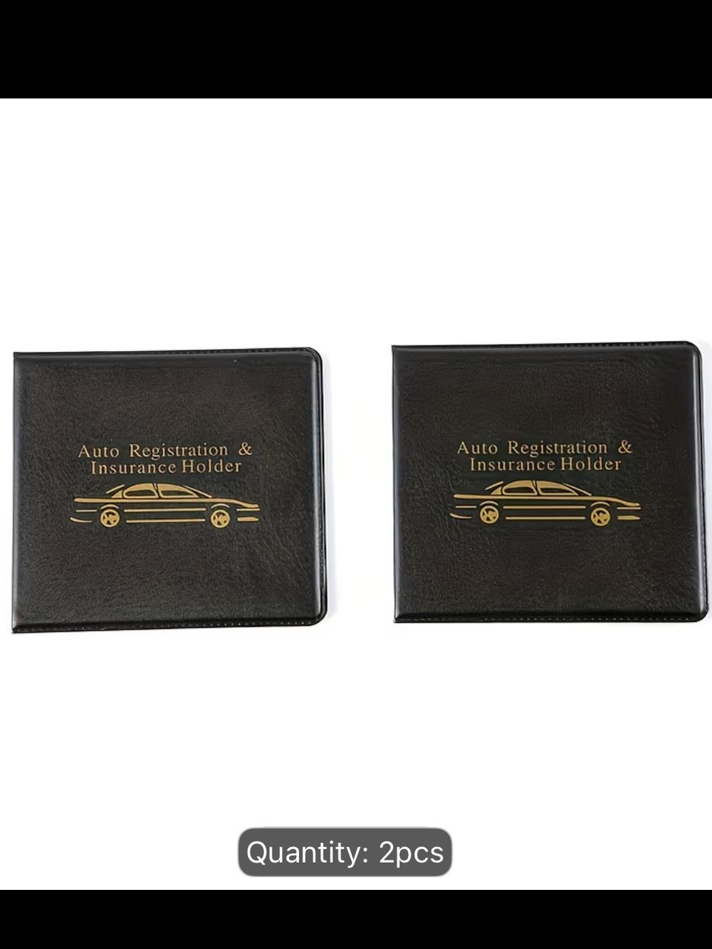 Black Auto Registration & Insurance Holders - 2 Pack